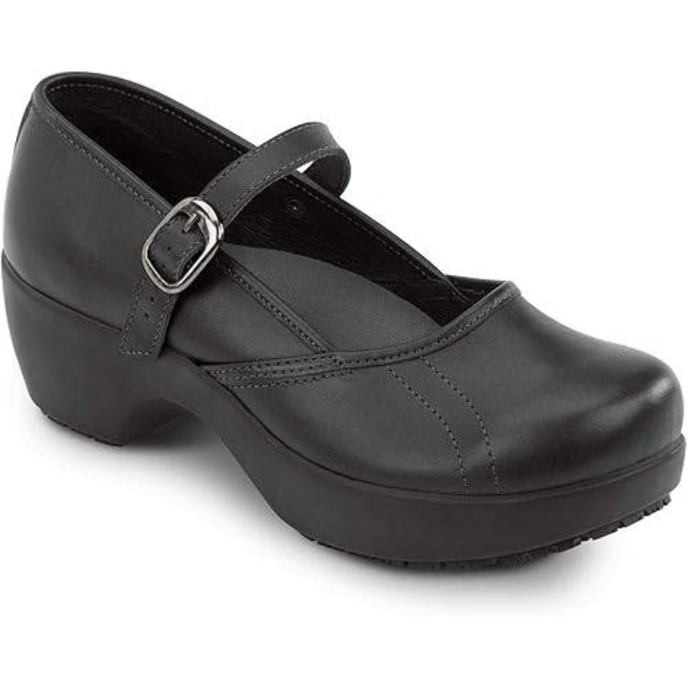 SR Max Vienna Mary Jane Clogs Black Leather Slip Resistant Work Shoes Size 8